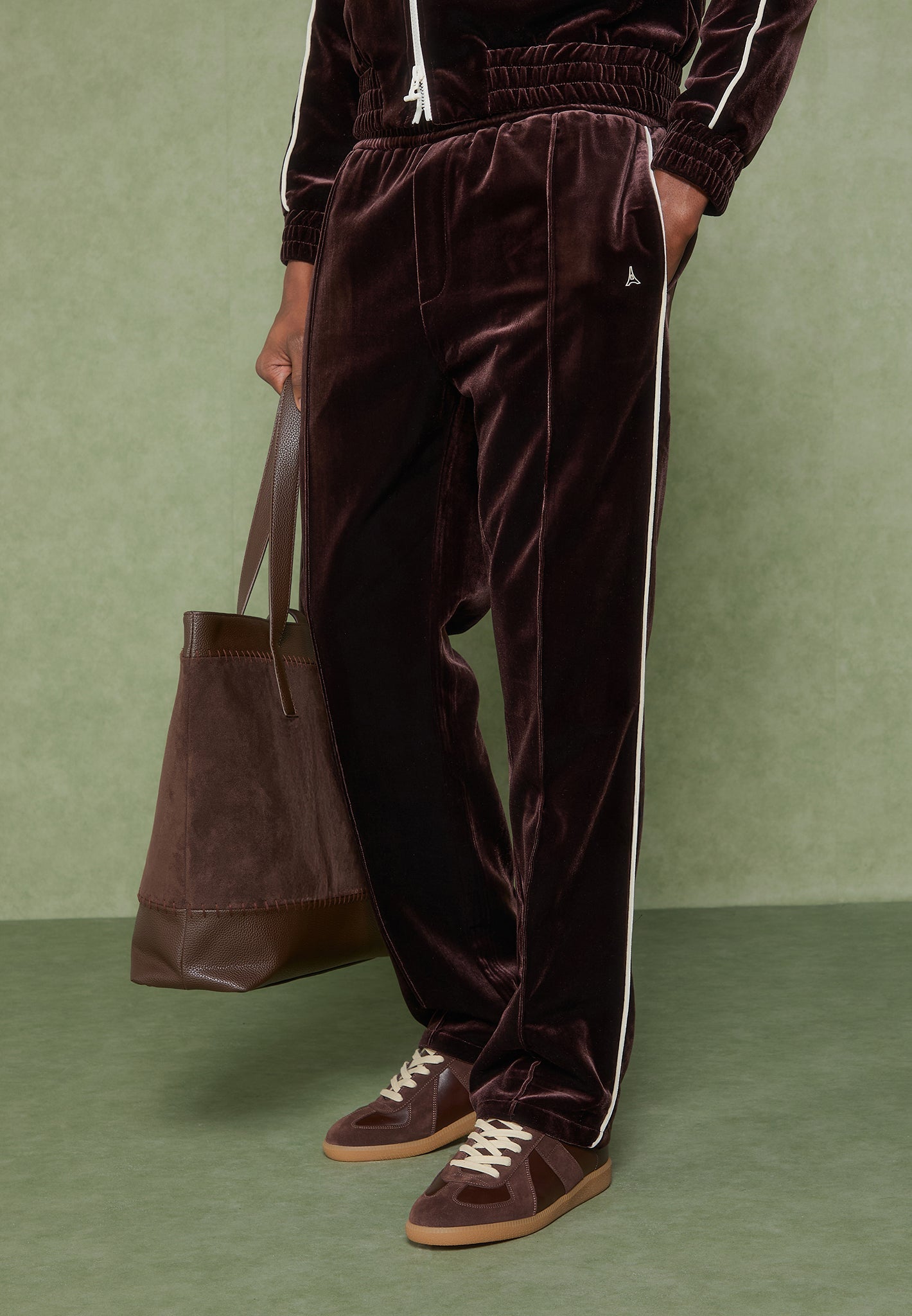 Eiffel Velour Track Pants - Brown
