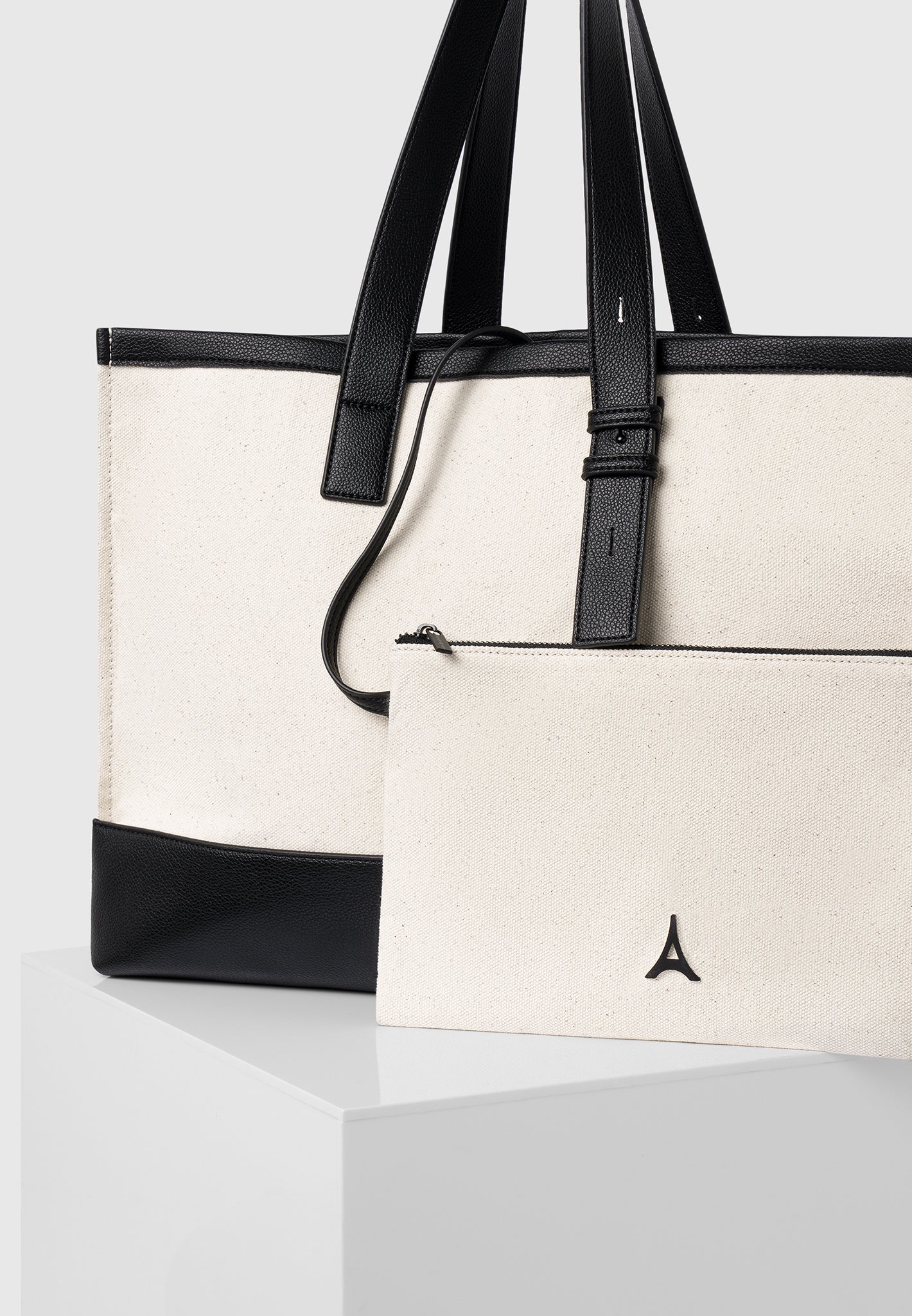 Eiffel Detail Canvas Tote Bag - Beige/Black