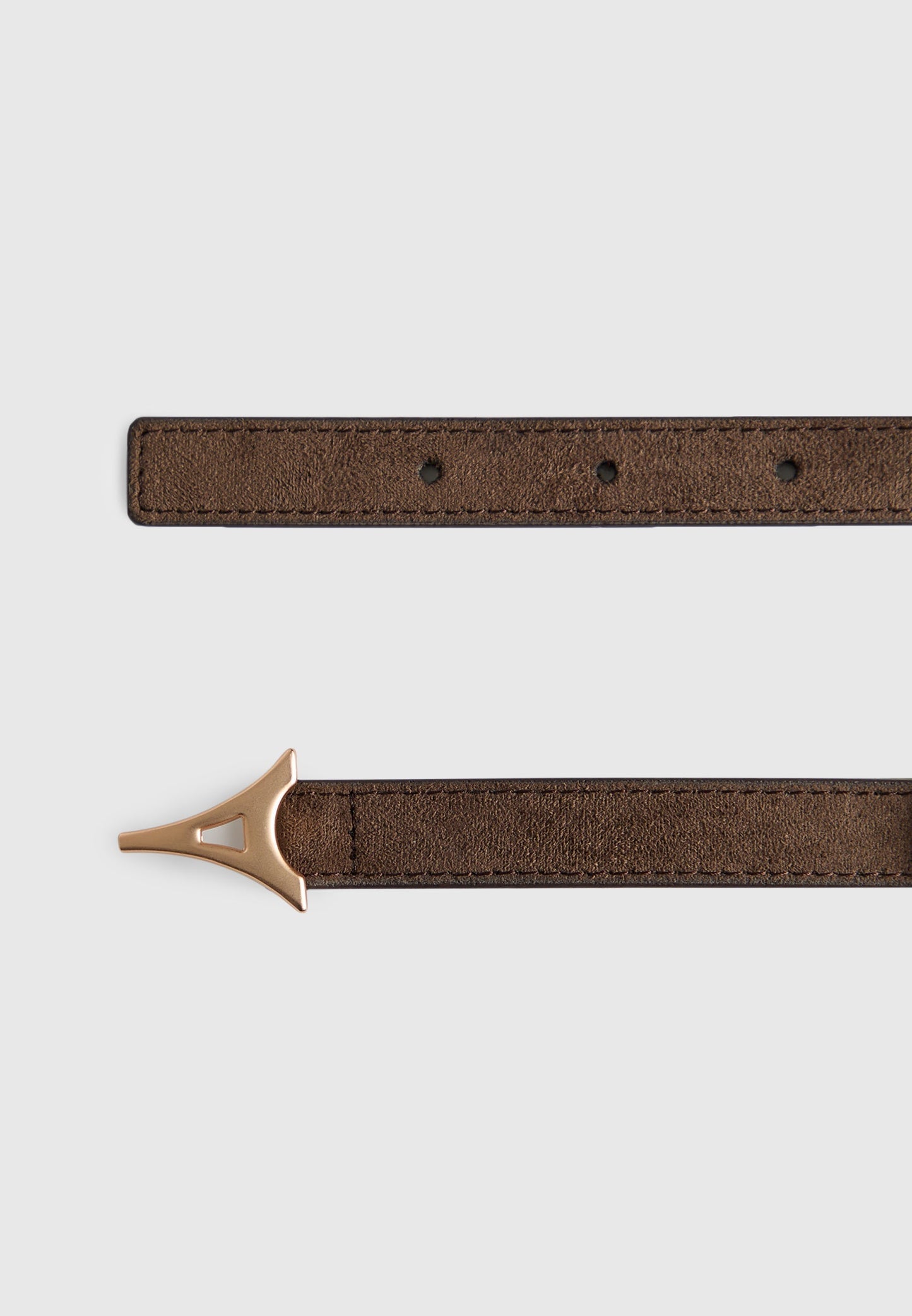 Eiffel Slim Suede Belt - Brown/Gold
