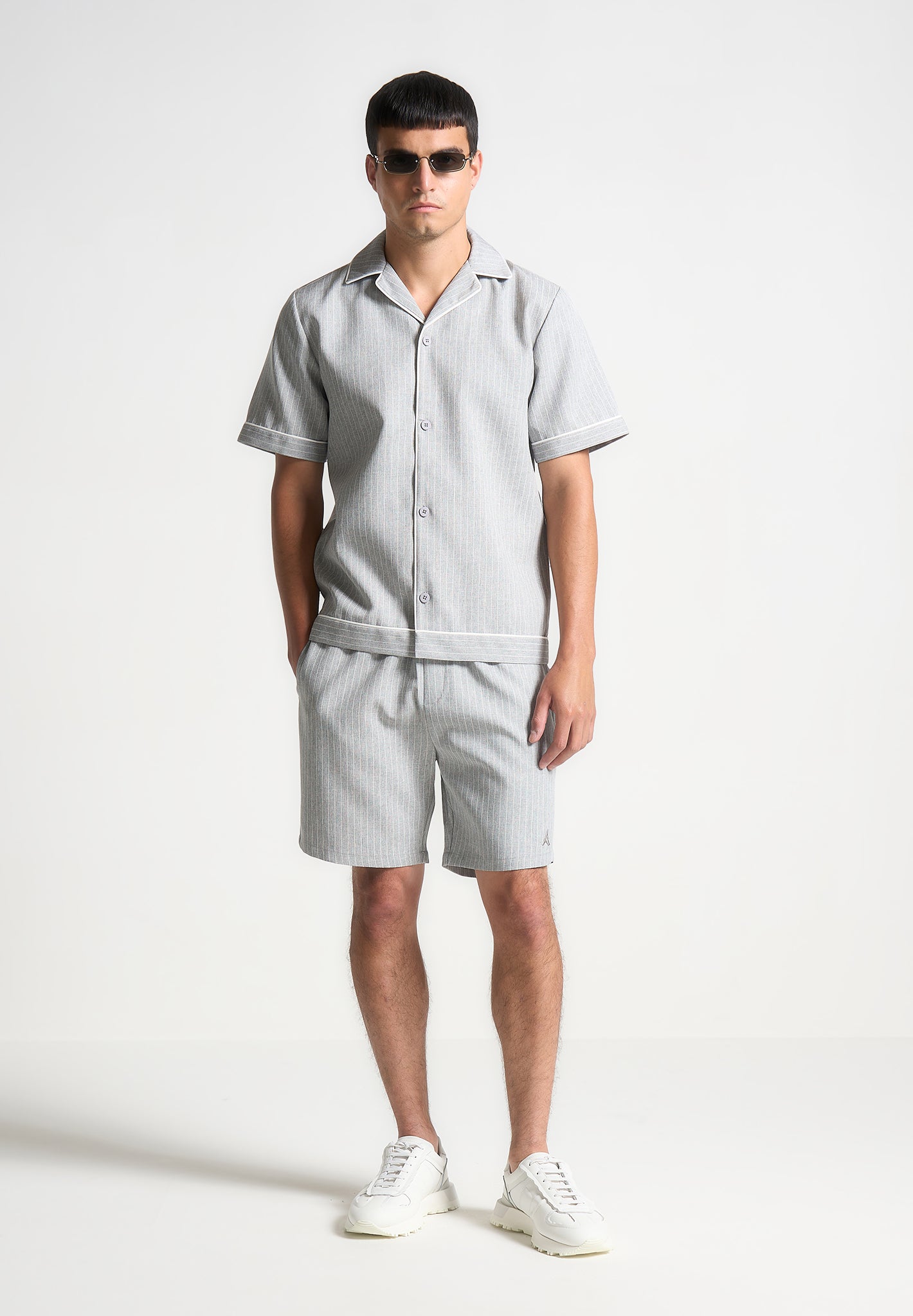 Pinstripe Shorts - Grey