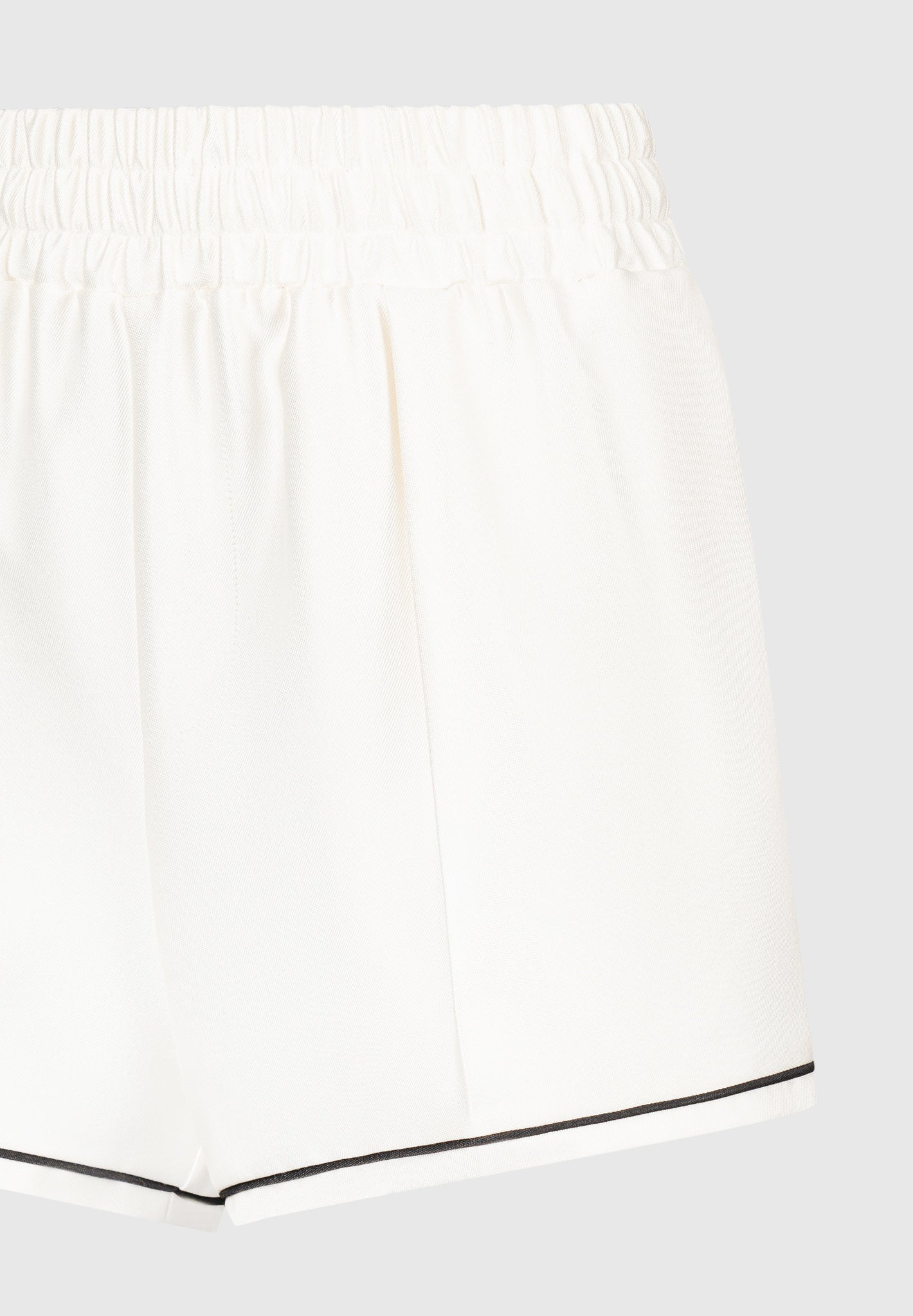 Satin Shorts with Piping - Cream