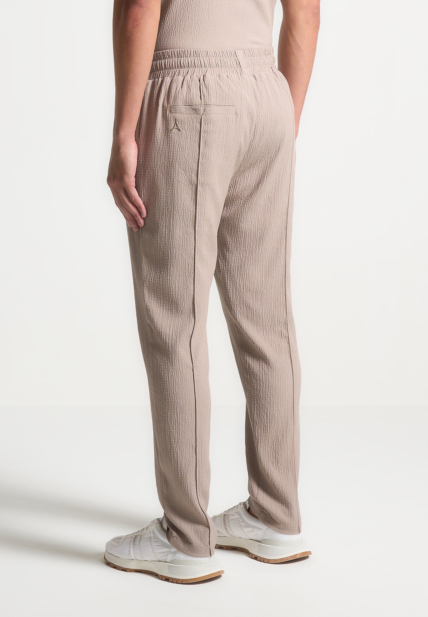 Seersucker Tapered Trousers - Taupe