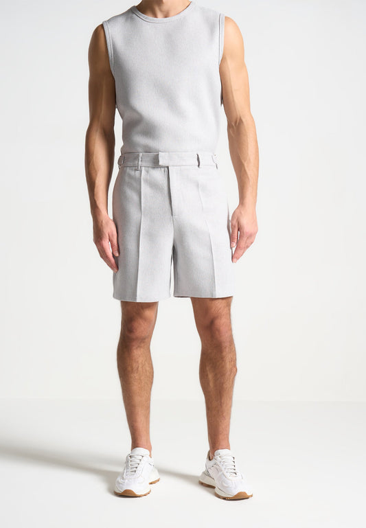 Textured Tailored Shorts - Grey